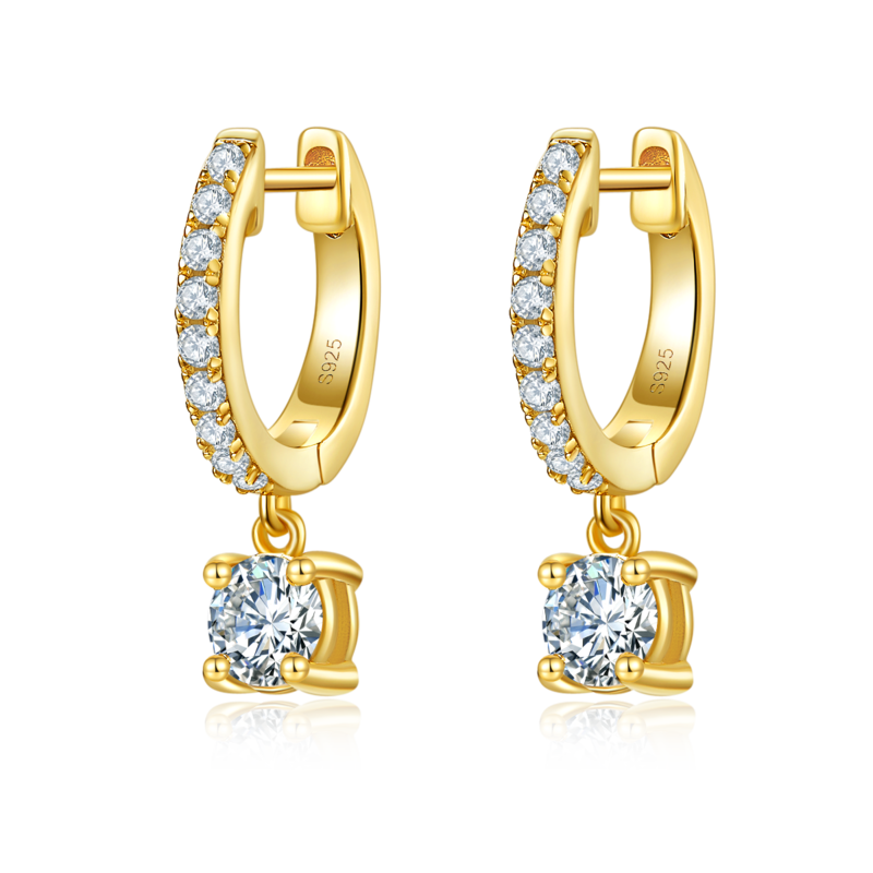 单排对半四爪耳环S925银Moissanite厘石D级1.35ct